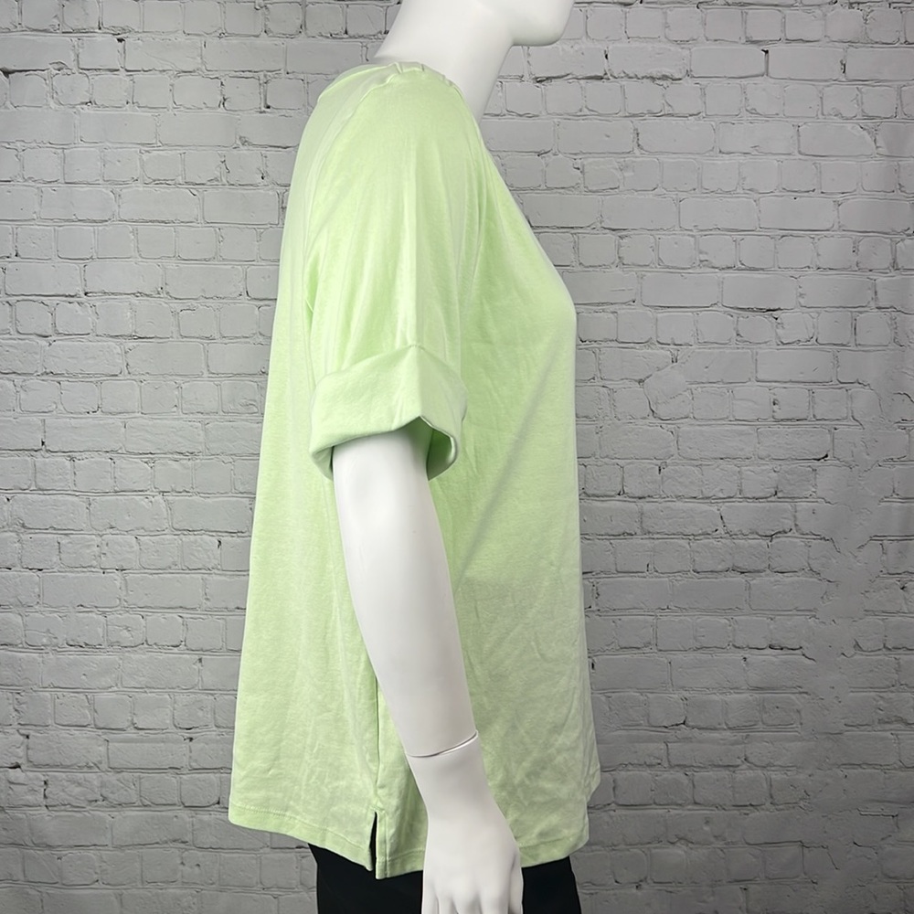 Light Green Elbow Sleeve Boatneck Short Sleeve Top Plus Size 3X - Picture 4 of 8